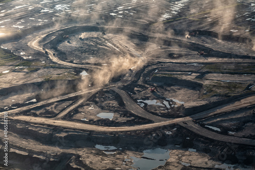 Aerial Ft McMurray surface mining Oilsands Alberta Canada photo