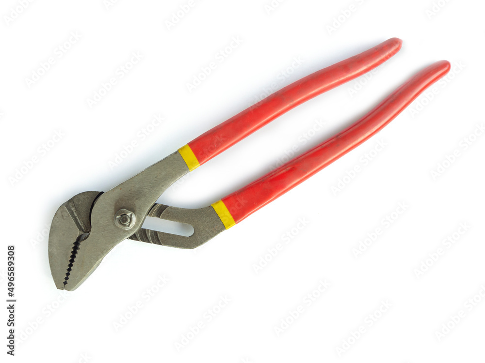 flat-nose pliers on white background, isolated. flat-nose pliers on white background, isolated.