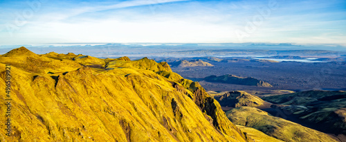 Tableau sur toile Aerial Panorama view of Landmannalaugar National Park Iceland