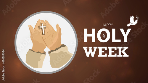 Holy week Christian holiday celebrated concept. backdrop on brown color vector illustration.