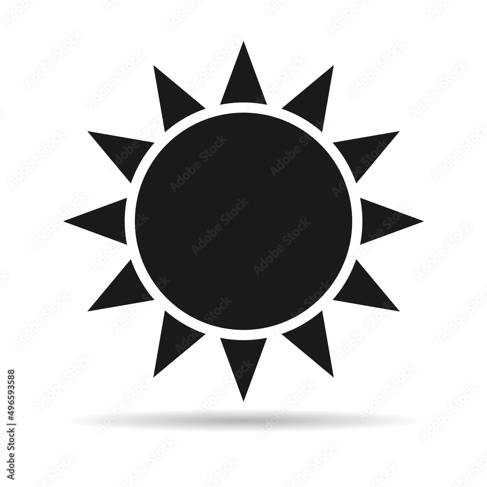 Sun or sunshine icon symbol design, travel beach holiday sign, abstarct vector illustration
