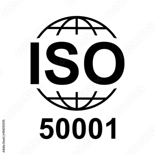 Iso 50001 icon. Energy Management. Standard quality symbol. Vector button sign isolated on white background