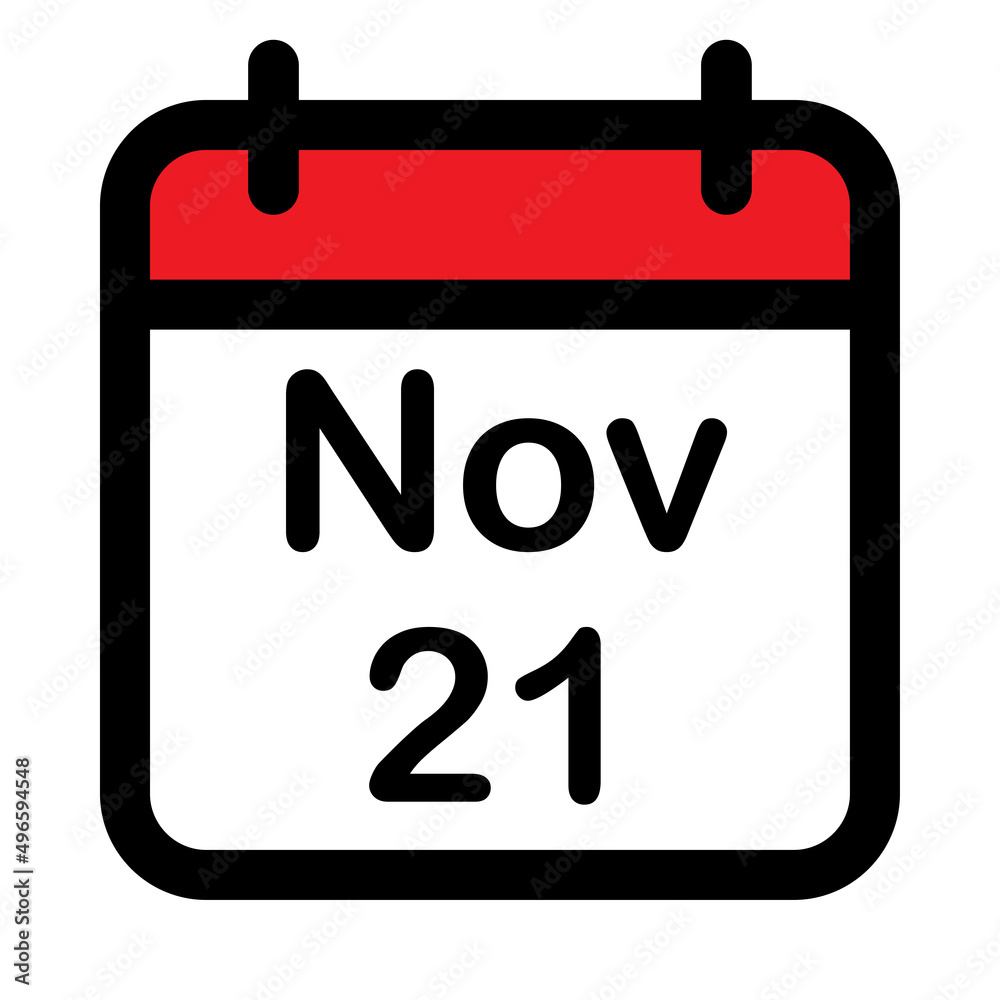Calendar icon with twenty first November Calendar icon with twenty first November