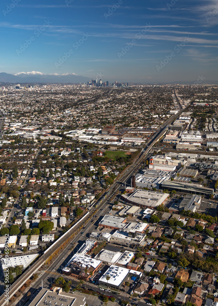 Aerial view of city Highway Los Angeles California