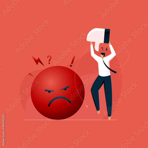 Unhappy Customer with angry Red Face, Bad Experience and Client Negative Feedback