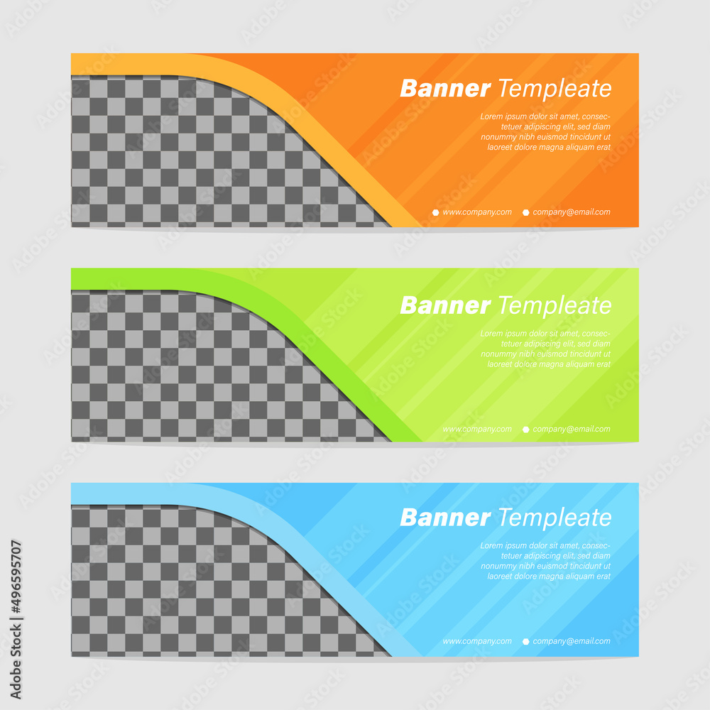 Abstract modern web banner, header design template, three color gradient