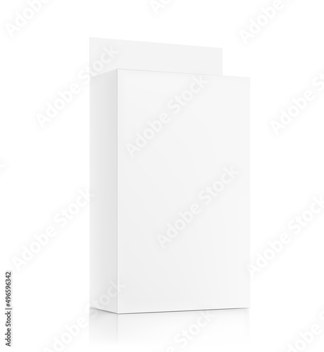 Folding cardboard box with valve and hole. Perfect for placing your design. Vector illustration isolated on white background. Can be use for food, medicine, cosmetic and etc. EPS10.