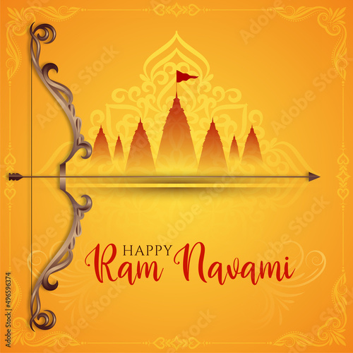 Happy Ram Navami cultural Hindu festival wishes celebration card photo