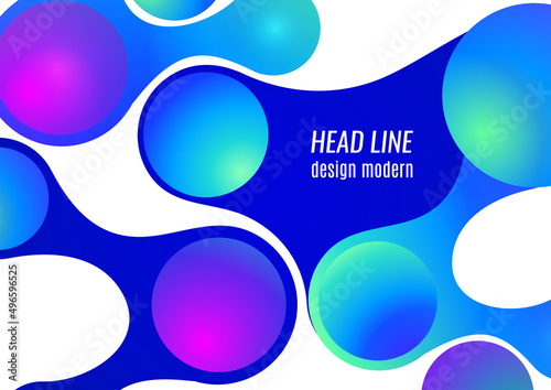 Colored gradient bubbles and rounded geometric shapes, fluid on white. Geometric minimal abstract background for wallpaper, banner, background, landing page. Vector