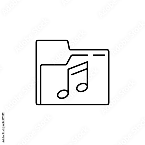 music file thin line icon. music, file linear icons from user interface concept isolated outline sign. Vector illustration symbol element for web design and apps