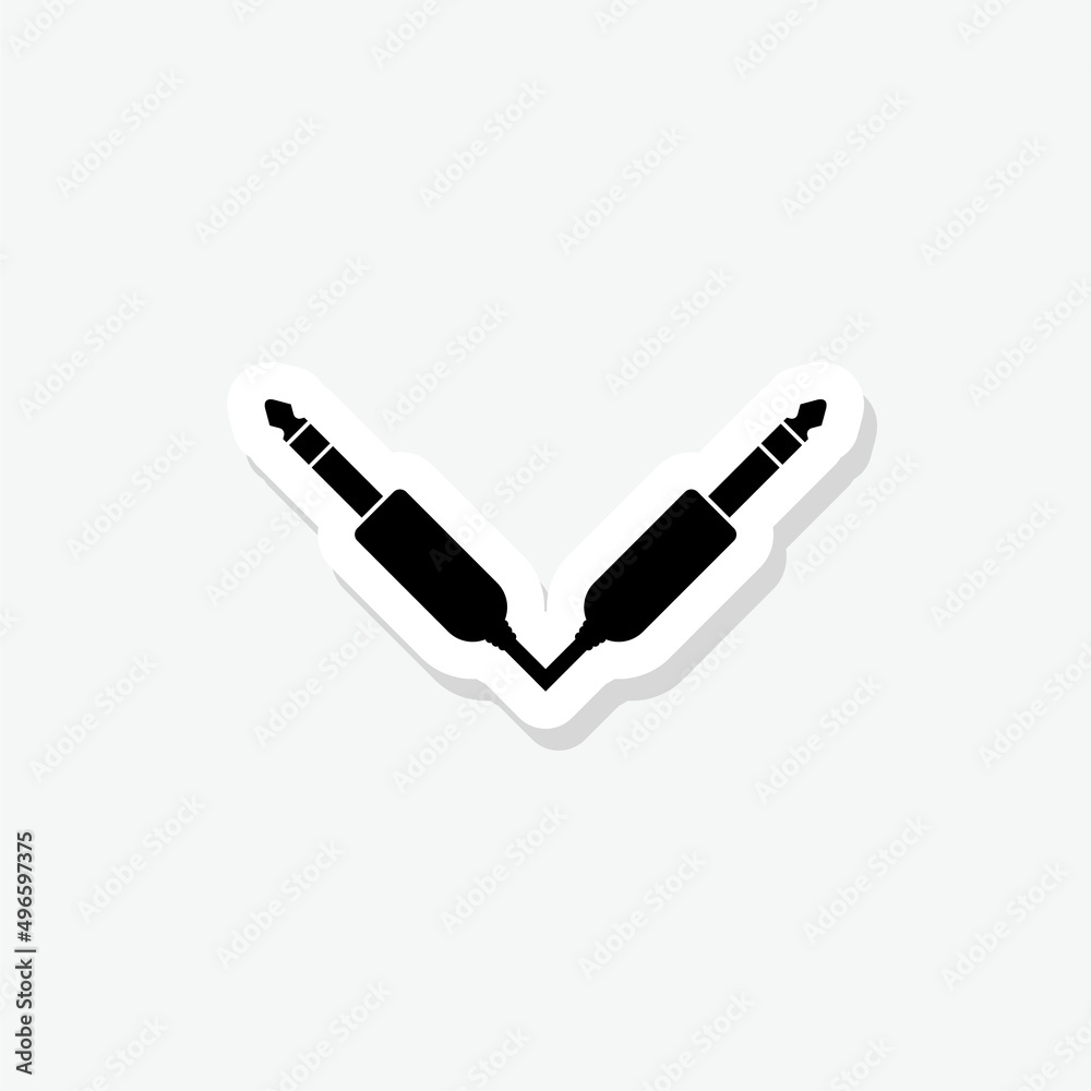Audio jack sticker icon isolated on white background Audio jack sticker icon isolated on white background