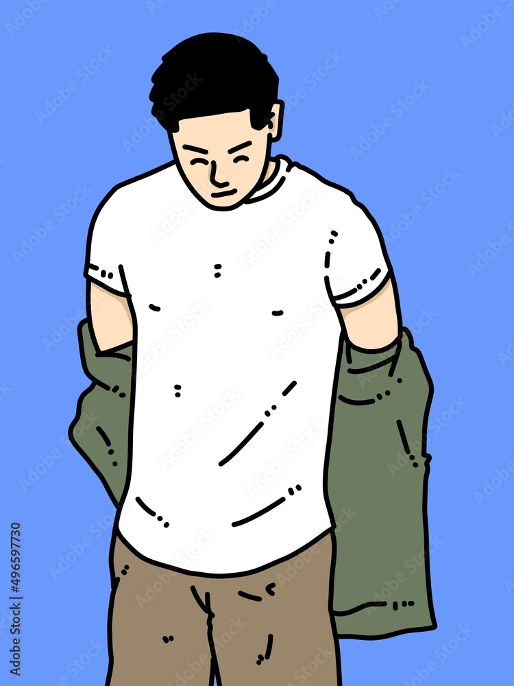 Fototapeta premium cute man cartoon on blue background