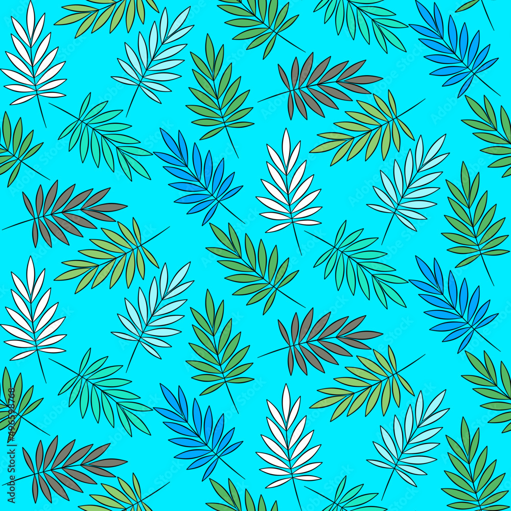 Vector seamless half-drop pattern, with leaves Vector seamless half-drop pattern, with leaves
