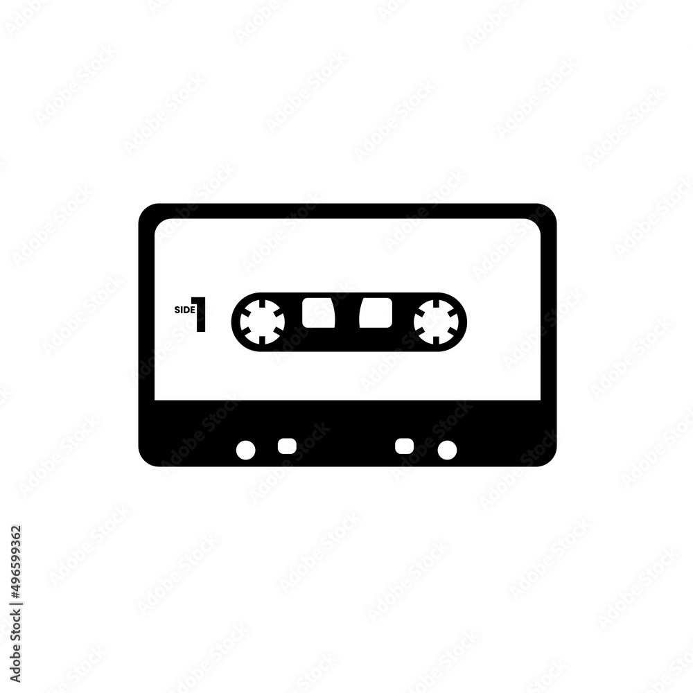 Fototapeta premium Cassette . Black and White Icon Design Element on Isolated White Background