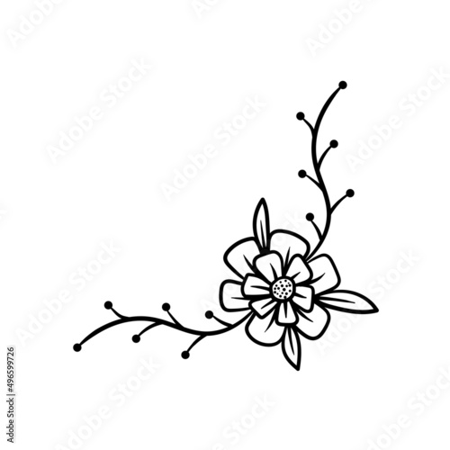 Floral line art illustration vector design template