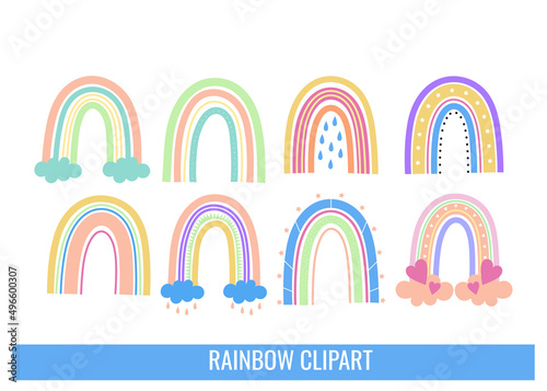 Hand drawn rainbow illustration retro style vector design