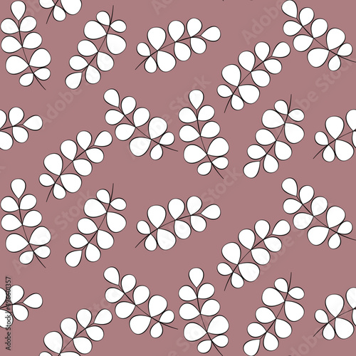 Vector seamless half-drop pattern, with leaves 