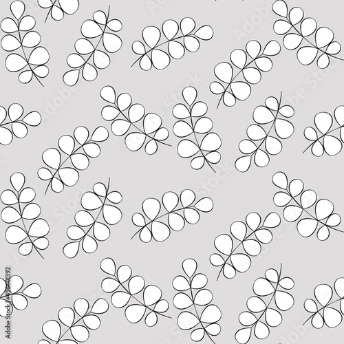 Vector seamless half-drop pattern, with leaves 