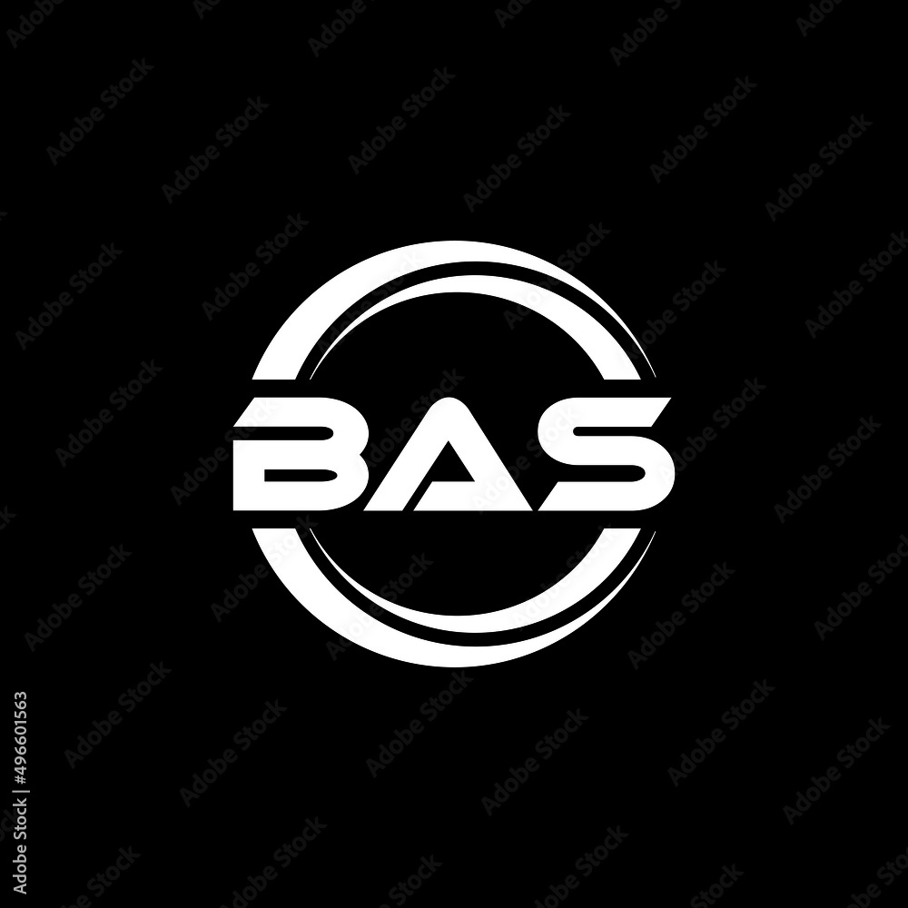BAS letter logo design with black background in illustrator, vector logo modern alphabet font overlap style. calligraphy designs for logo, Poster, Invitation, etc.