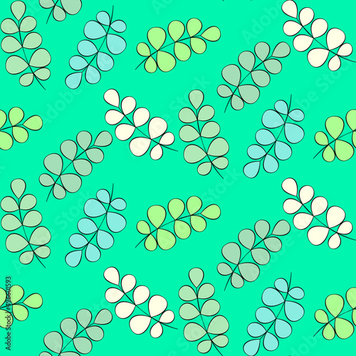 Vector seamless half-drop pattern, with leaves 