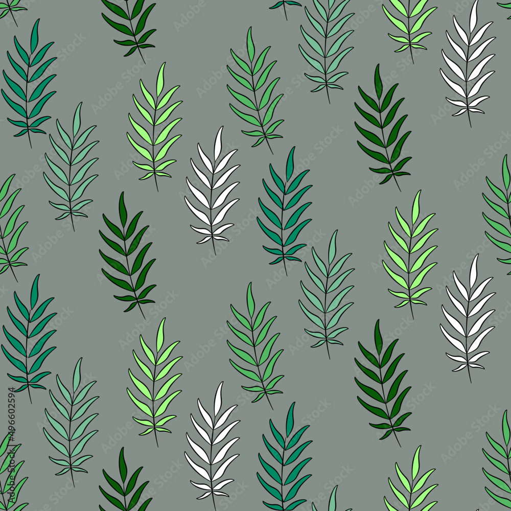 Vector seamless half-drop pattern, with leaves Vector seamless half-drop pattern, with leaves