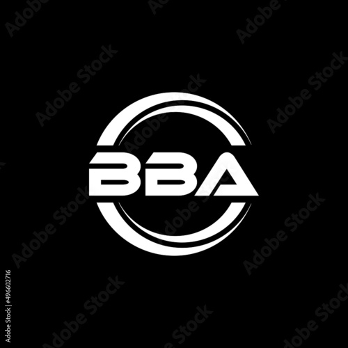 BBA letter logo design with black background in illustrator, vector logo modern alphabet font overlap style. calligraphy designs for logo, Poster, Invitation, etc.