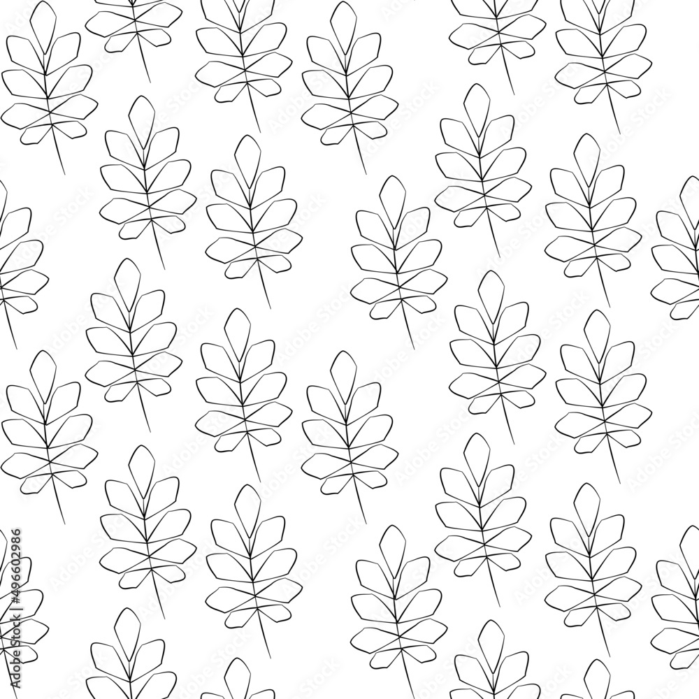 Vector seamless half-drop pattern, with leaves Vector seamless half-drop pattern, with leaves