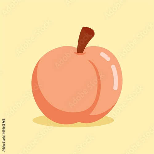 Illustration vector graphic of Peach. Peach flat style isolated on an orange background. The illustration is suitable for web landing page banners, flyers, stickers, cards, etc.