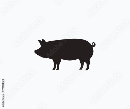 Silhouette Pig Vector Icon. Pig vector icon on white background.