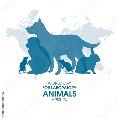 World Day for Laboratory Animals vector. Laboratory animals silhouette icon vector isolated on a white background. Group of experimental animals vector. April 24. Important day photo