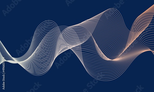 Abstract Stripes Pattern. Wave lines on dark background.  Illustration in flat minimalist style. Abstract background with dynamic linear waves. Illustration in flat minimalist style.