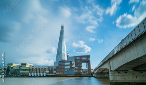 Tower bridge with view to the Shad building in London April 2022 photo