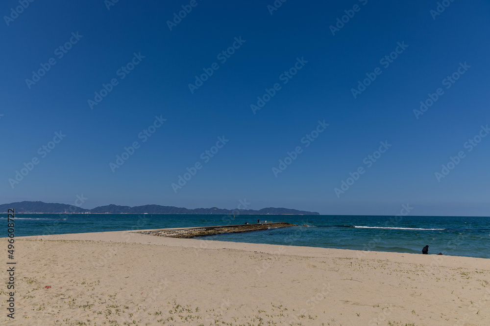 日本の鳥取県の弓ヶ浜の美しい風景