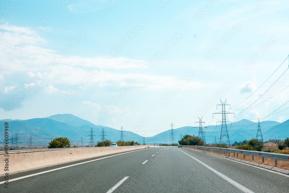Fototapeta premium view of highway road at sunny day