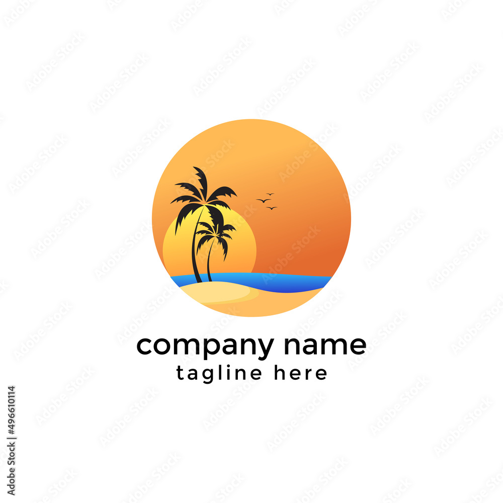Beach logo icon design template. Elegant, luxury, premium vector