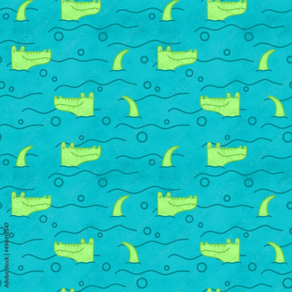 Kids seamless crocodile pattern for fabrics and textiles and packaging and gifts and cards and linens and wrapping paper