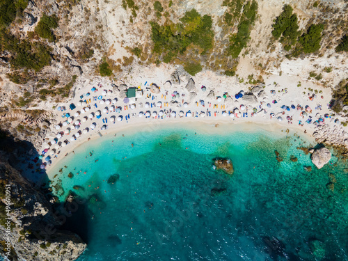 view of Lefkada island beach with blue ionian sea water