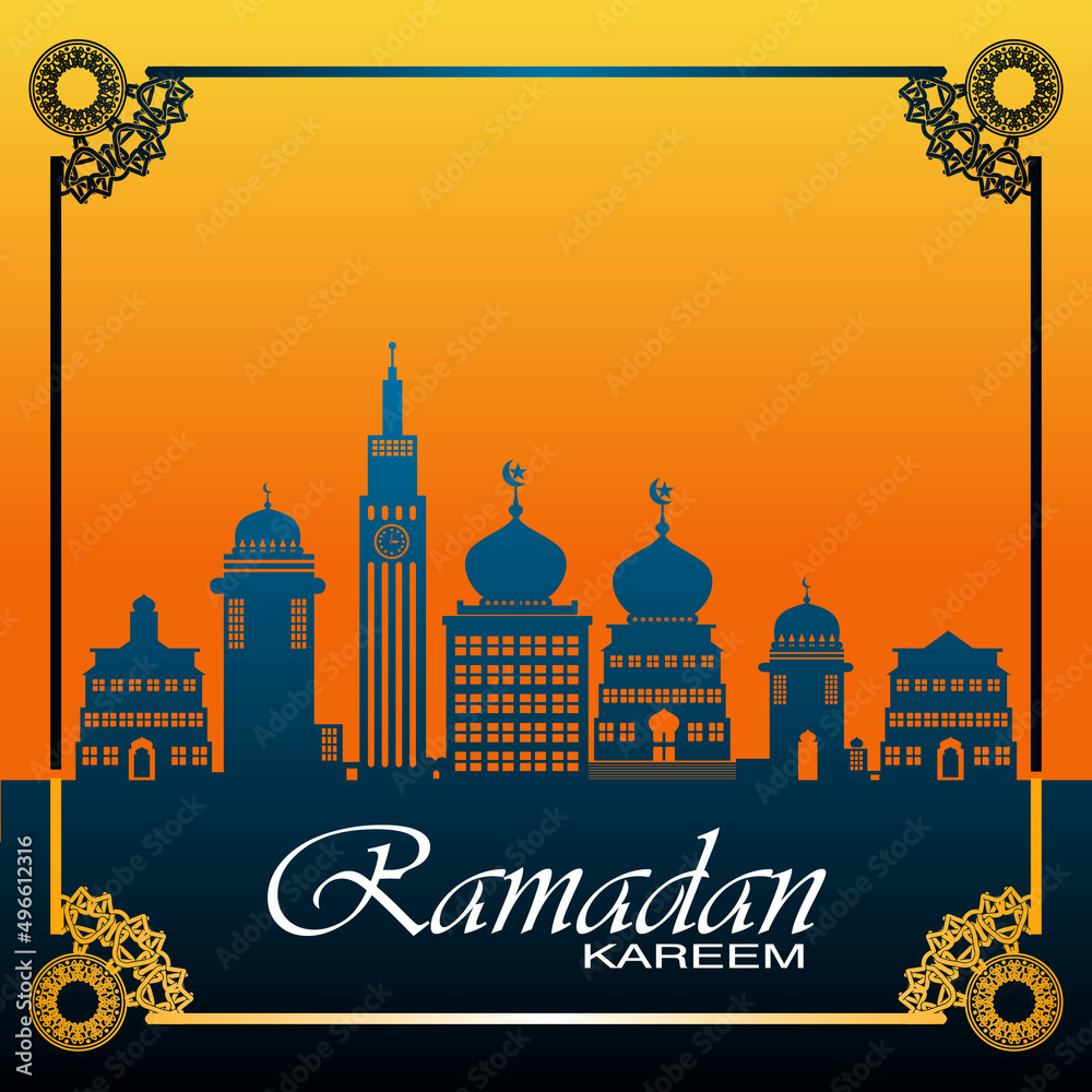 Ramadan Kareem and eid mubarak, card vector