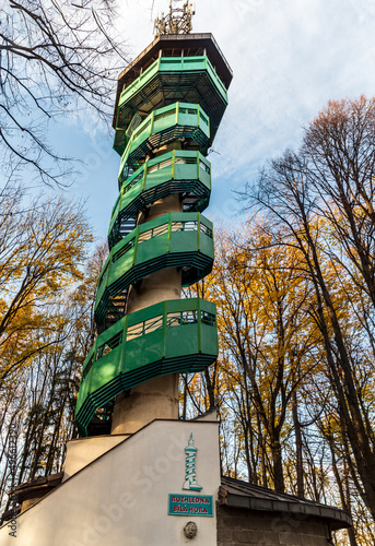 View tower on Bila hory hill between Stramberk and Koprivnice in Czech republic photo