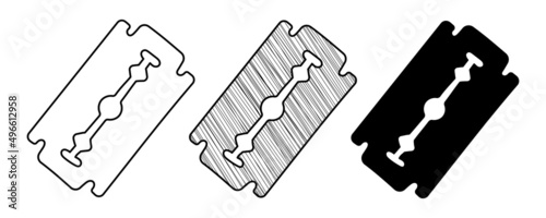 Set of hand drawn vector Razor blade in a doodle cartoon style