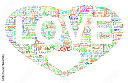 Love in Different Languages. Love Word Cloud in Many Languages