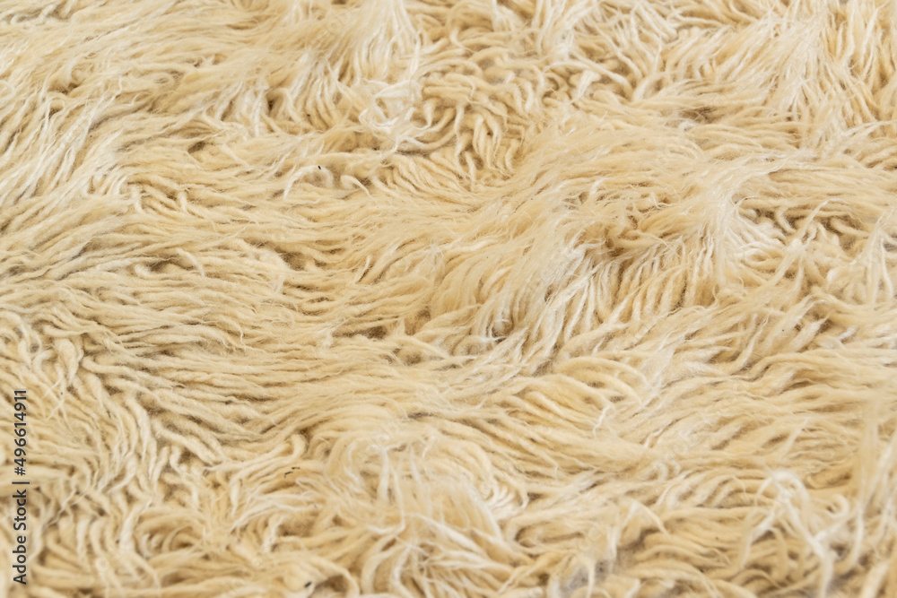Close up woolen textile, soft and fluffy carpet Close up woolen textile, soft and fluffy carpet
