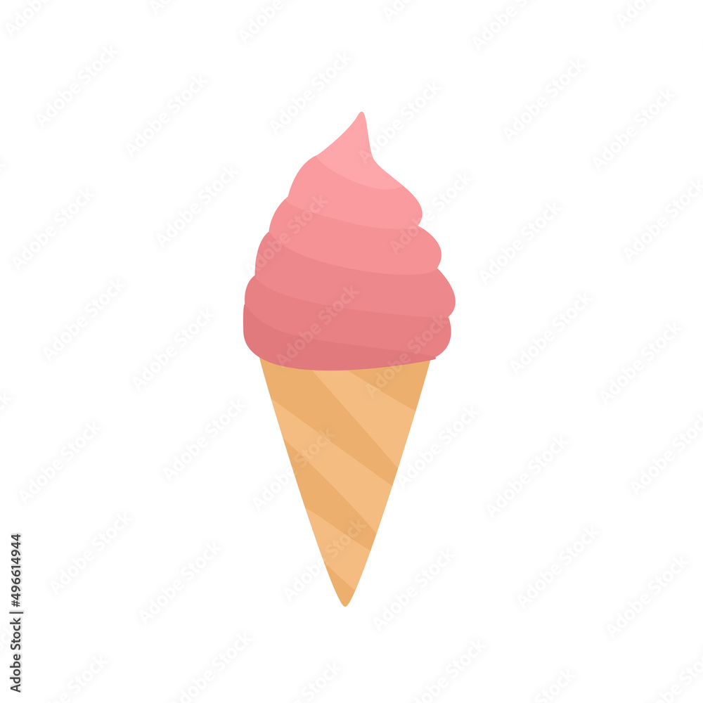 illustration of an ice cream cone on a white background.Print printing on clothes, goods, textiles, tablecloths, dishes, clothes.