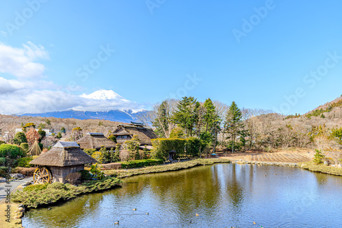                                                          Mt. Fuji and Oshino Hakkai in early spring. Yamanashi-ken Osino village.