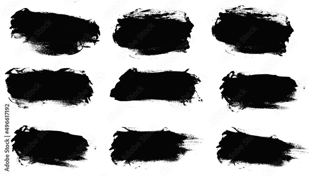 set of black strokes of paint isolated on white background set of black strokes of paint isolated on white background