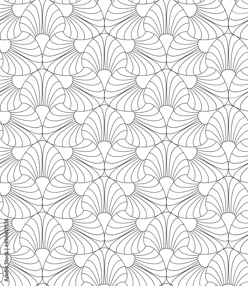 Fototapeta premium Vector seamless texture. Modern geometric background with curly tiles.