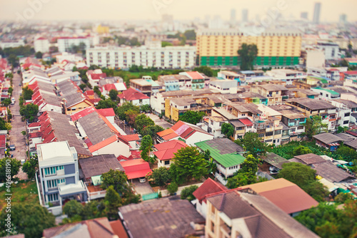 Cityscape. Bangkok, Thailand. View of local low rise buildings.