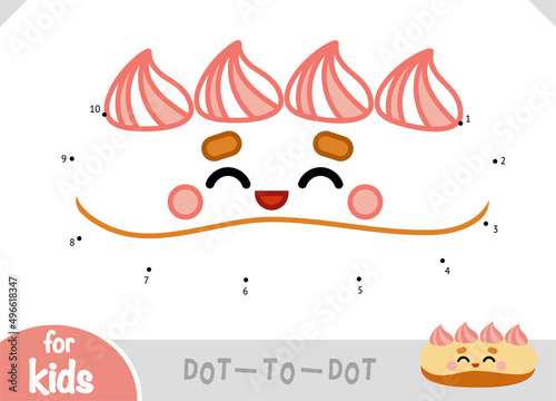 Numbers game, education dot to dot game for children, Eclair pastry