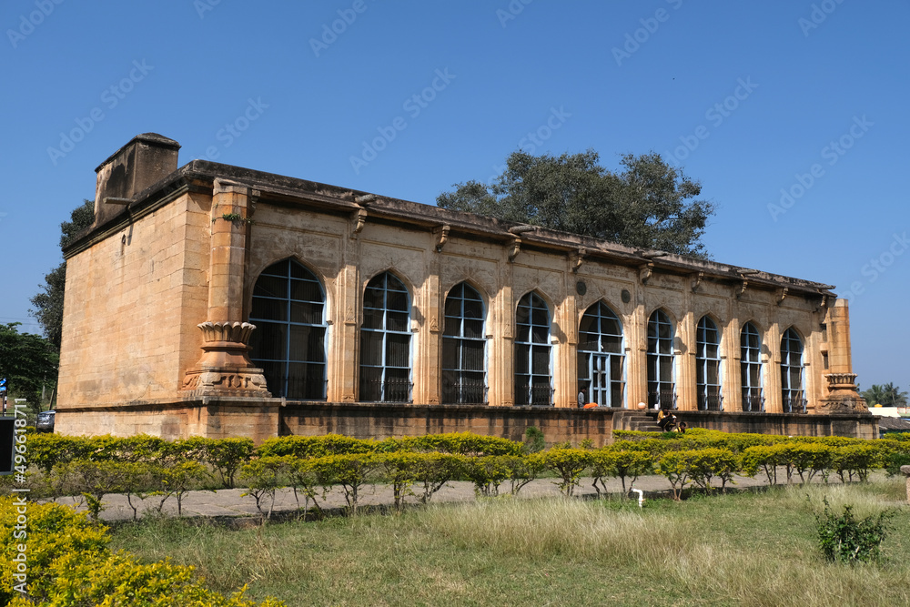 18 December 2021, Santhebennur, Karnataka, India, Musafirkhana and Honda, The large pond (Honda) has its sides veneered with granite steps. Beautiful columns and arches grace the building's interior. 18 December 2021, Santhebennur, Karnataka, India, Musafirkhana and Honda, The large pond (Honda) has its sides veneered with granite steps. Beautiful columns and arches grace the building's interior.