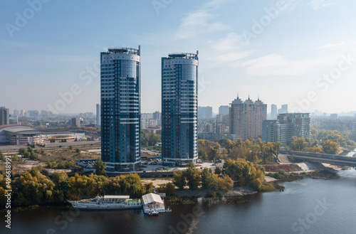 Aerial view of the modern residential complex Sonyachna Brama in Kiev and Dnipro Ukraine
